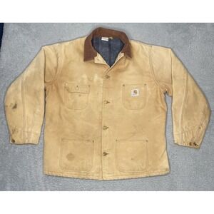 Vintage Carhartt Chore Jacket Mens XL Blanket Lining Canvas Coat Made In USA
